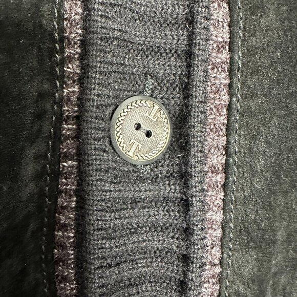 Torras Suede Leather Jacket Size 38 Black Button up Wool - Picture 10 of 16